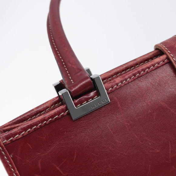GUCCI Jackie Hand Bag Leather Red Silver Auth 213749