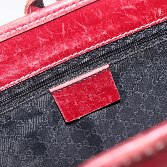 GUCCI Jackie Hand Bag Leather Red Silver Auth 213749