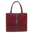 GUCCI Jackie Hand Bag Leather Red Silver Auth 213749-2