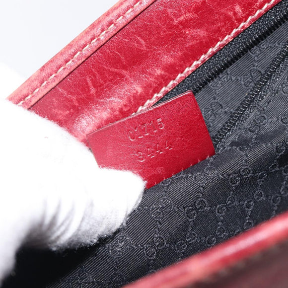 GUCCI Jackie Hand Bag Leather Red Silver Auth 213749