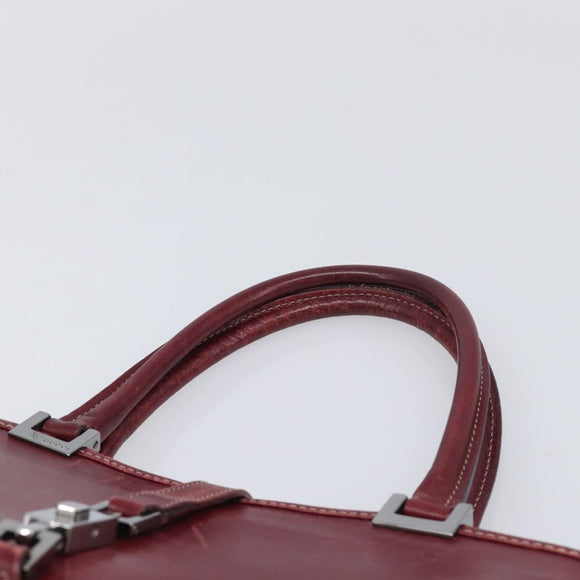 GUCCI Jackie Hand Bag Leather Red Silver Auth 213749