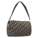 Christian Dior Trotter Canvas Shoulder Bag Navy Gold Tone Auth 213752-1