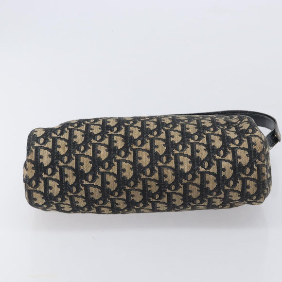 Christian Dior Trotter Canvas Shoulder Bag Navy Gold Tone Auth 213752