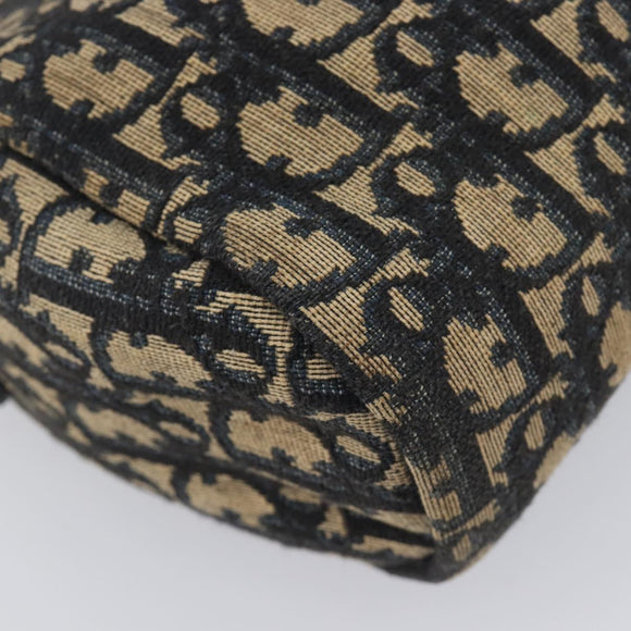 Christian Dior Trotter Canvas Shoulder Bag Navy Gold Tone Auth 213752