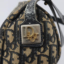 Christian Dior Trotter Canvas Shoulder Bag Navy Gold Tone Auth 213752-17