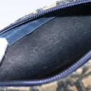 Christian Dior Trotter Canvas Shoulder Bag Navy Gold Tone Auth 213752-19