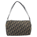 Christian Dior Trotter Canvas Shoulder Bag Navy Gold Tone Auth 213752-2