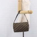 Christian Dior Trotter Canvas Shoulder Bag Navy Gold Tone Auth 213752-23