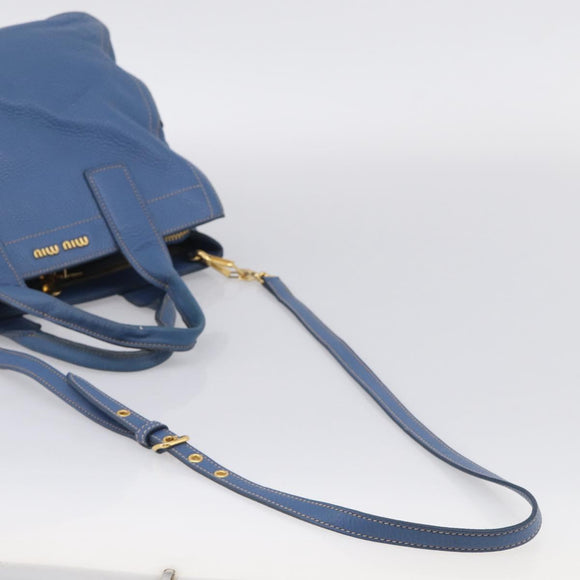 Miu Miu Hand Bag Leather 2way Blue Gold Auth 213755