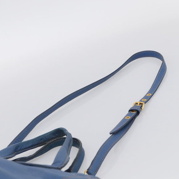 Miu Miu Hand Bag Leather 2way Blue Gold Auth 213755