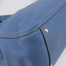 Miu Miu Hand Bag Leather 2way Blue Gold Auth 213755-14