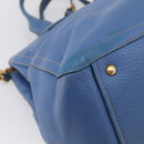 Miu Miu Hand Bag Leather 2way Blue Gold Auth 213755-16