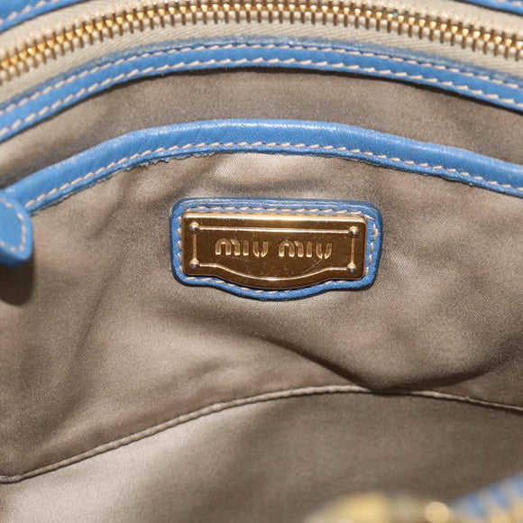 Miu Miu Hand Bag Leather 2way Blue Gold Auth 213755
