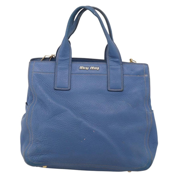 Miu Miu Hand Bag Leather 2way Blue Gold Auth 213755