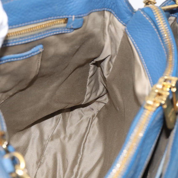 Miu Miu Hand Bag Leather 2way Blue Gold Auth 213755