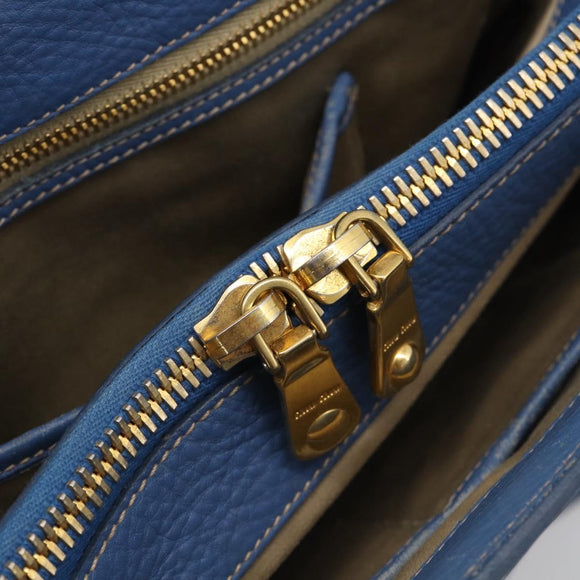 Miu Miu Hand Bag Leather 2way Blue Gold Auth 213755