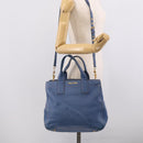 Miu Miu Hand Bag Leather 2way Blue Gold Auth 213755-29