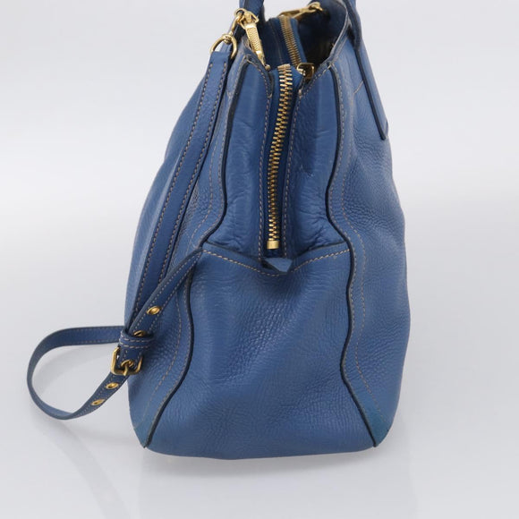 Miu Miu Hand Bag Leather 2way Blue Gold Auth 213755