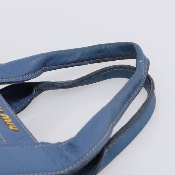 Miu Miu Hand Bag Leather 2way Blue Gold Auth 213755