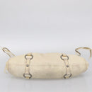 Miu Miu Tote Bag Leather Ivory Silver Auth 213757A-12