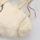 Miu Miu Tote Bag Leather Ivory Silver Auth 213757A-13