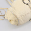 Miu Miu Tote Bag Leather Ivory Silver Auth 213757A-14