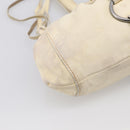 Miu Miu Tote Bag Leather Ivory Silver Auth 213757A-16