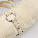 Miu Miu Tote Bag Leather Ivory Silver Auth 213757A-17