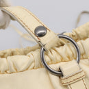 Miu Miu Tote Bag Leather Ivory Silver Auth 213757A-18