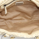 Miu Miu Tote Bag Leather Ivory Silver Auth 213757A-22