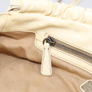 Miu Miu Tote Bag Leather Ivory Silver Auth 213757A-25