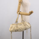 Miu Miu Tote Bag Leather Ivory Silver Auth 213757A-28