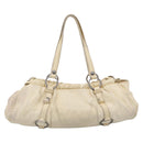 Miu Miu Tote Bag Leather Ivory Silver Auth 213757A-3