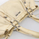 Miu Miu Tote Bag Leather Ivory Silver Auth 213757A-6