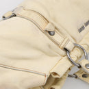 Miu Miu Tote Bag Leather Ivory Silver Auth 213757A-7