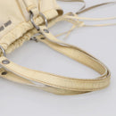 Miu Miu Tote Bag Leather Ivory Silver Auth 213757A-9