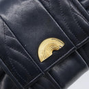 FENDI Shoulder Bag Leather Navy Gold Tone Auth 213763A-14