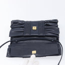 FENDI Shoulder Bag Leather Navy Gold Tone Auth 213763A-15