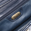 FENDI Shoulder Bag Leather Navy Gold Tone Auth 213763A-17