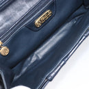 FENDI Shoulder Bag Leather Navy Gold Tone Auth 213763A-18