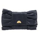 FENDI Shoulder Bag Leather Navy Gold Tone Auth 213763A-2