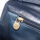 FENDI Shoulder Bag Leather Navy Gold Tone Auth 213763A-22
