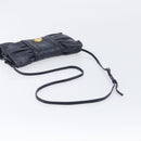 FENDI Shoulder Bag Leather Navy Gold Tone Auth 213763A-7