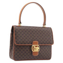 CELINE Macadam Horse Carriage Hand Bag PVC Brown Gold Tone Auth 213764V-1
