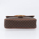CELINE Macadam Horse Carriage Hand Bag PVC Brown Gold Tone Auth 213764V-10