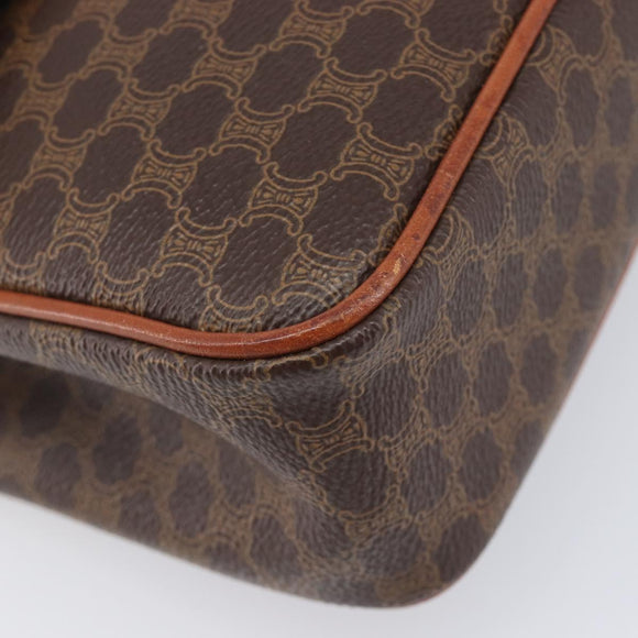 CELINE Macadam Horse Carriage Hand Bag PVC Brown Gold Tone Auth 213764V