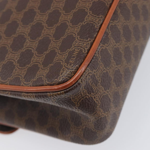 CELINE Macadam Horse Carriage Hand Bag PVC Brown Gold Tone Auth 213764V
