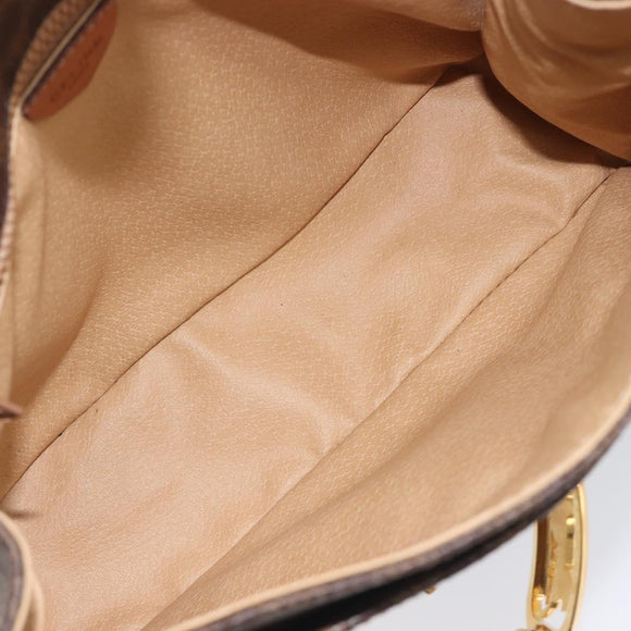 CELINE Macadam Horse Carriage Hand Bag PVC Brown Gold Tone Auth 213764V