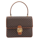 CELINE Macadam Horse Carriage Hand Bag PVC Brown Gold Tone Auth 213764V-2