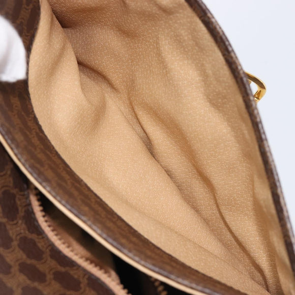 CELINE Macadam Horse Carriage Hand Bag PVC Brown Gold Tone Auth 213764V